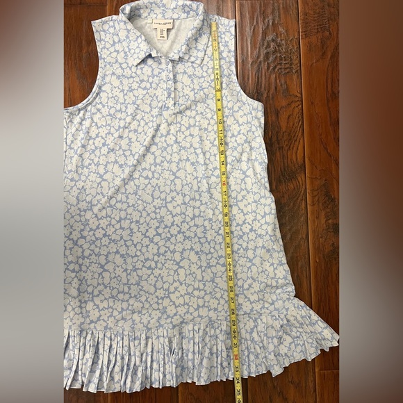 Laura Ashley Blue Floral Golf Tennis Dress XL Sleeveless Ruffle Hem Preppy - Picture 6 of 8